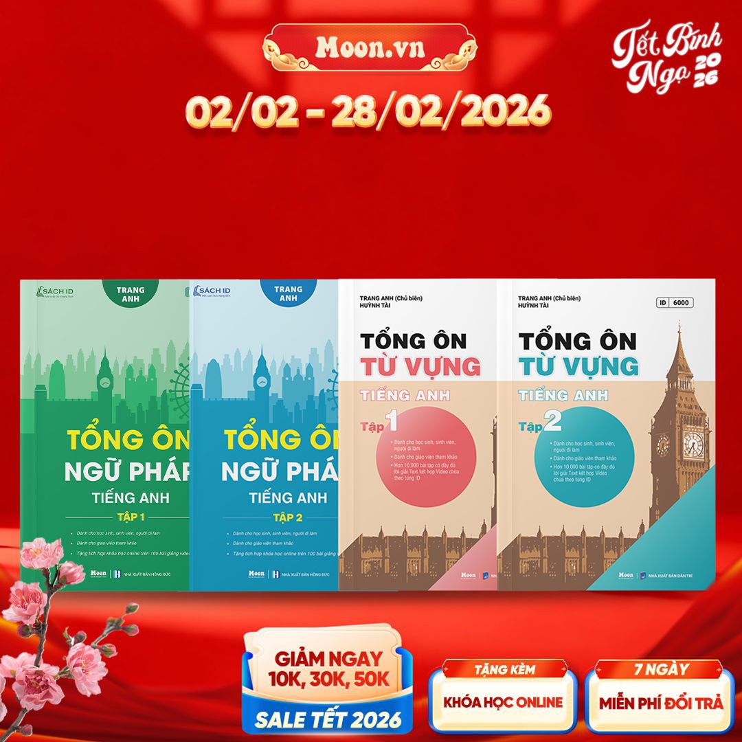 Combo Tổng Ôn Ngữ Pháp Tiếng Anh - Tập 1, Tập 2 Và Tổng Ôn Từ Vựng Tiếng Anh - Tập 1, Tập 2