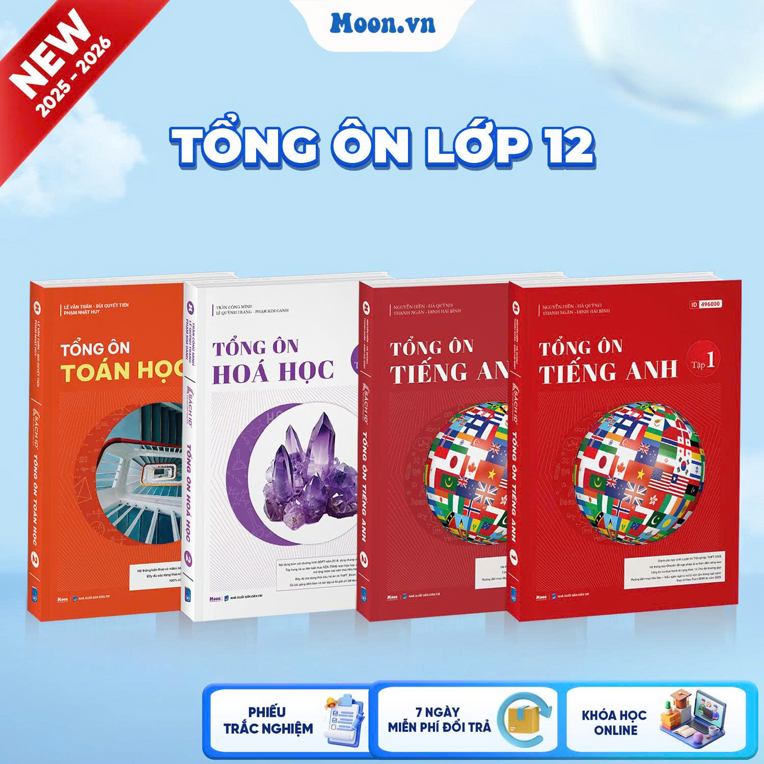 [2025-2026] Combo 3 Sách Khối D07 Tập 2 (Tổng Ôn Toán - Hóa - Tiếng Anh Tập 2)