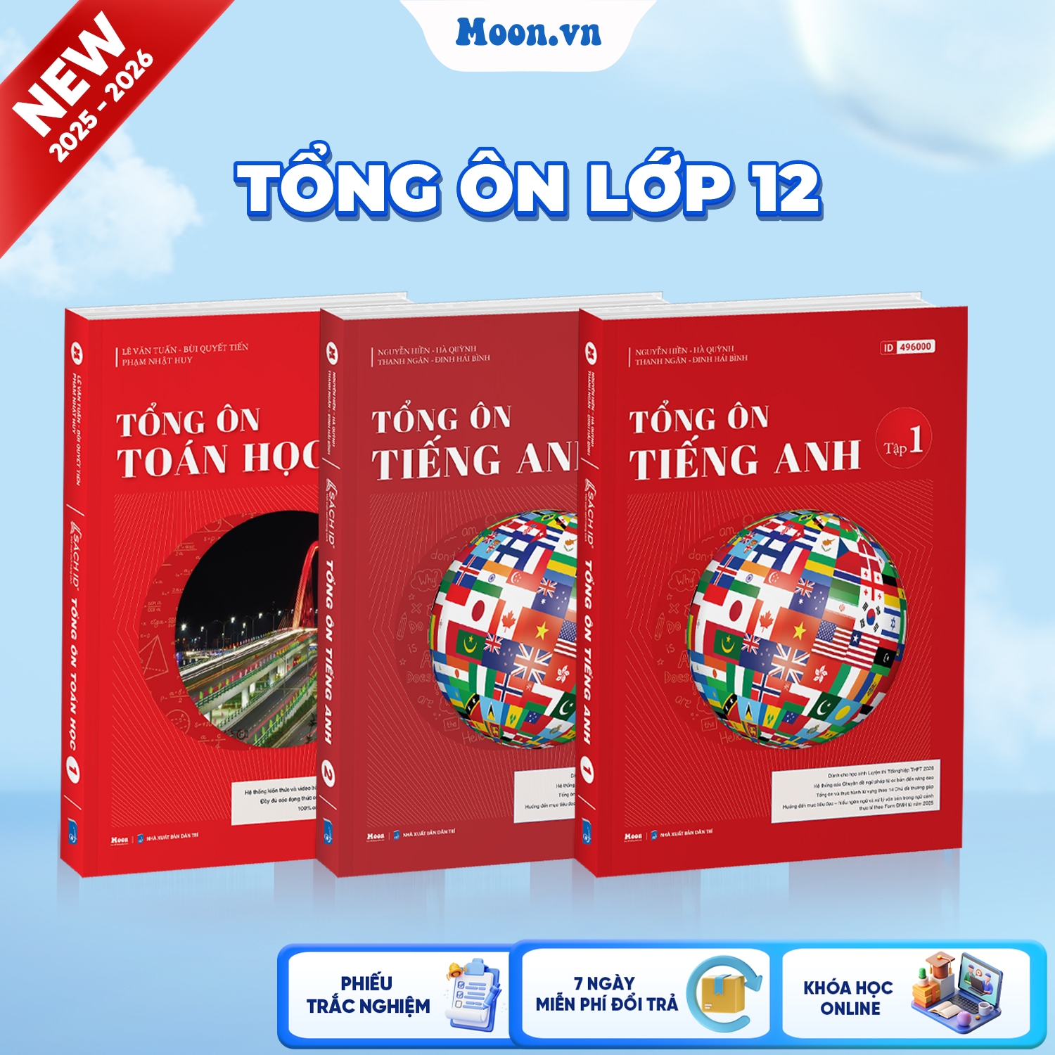[2025-2026] Combo Tổng Ôn Toán - Tiếng Anh 12 Tập 1