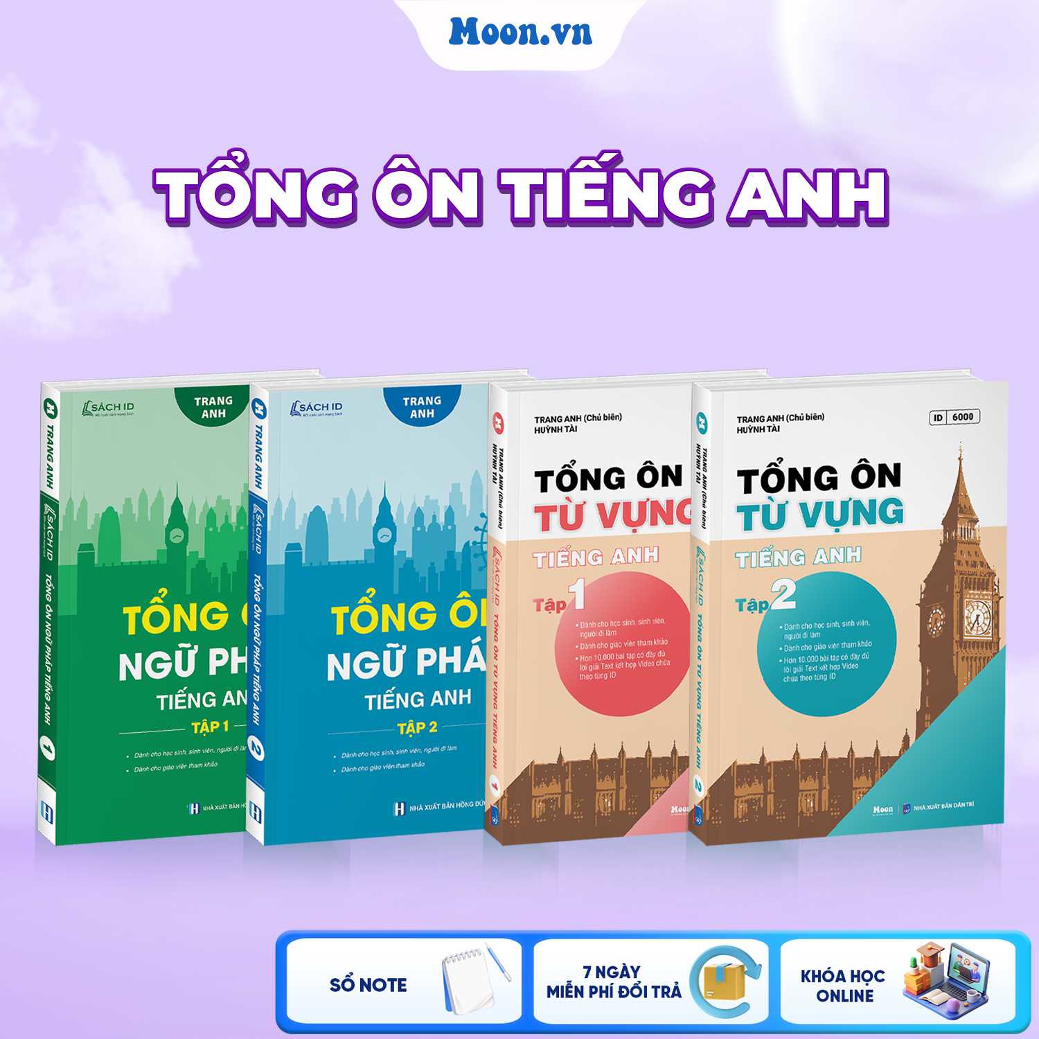Combo Tổng Ôn Ngữ Pháp Tiếng Anh - Tập 1, Tập 2 Và Tổng Ôn Từ Vựng Tiếng Anh - Tập 1, Tập 2