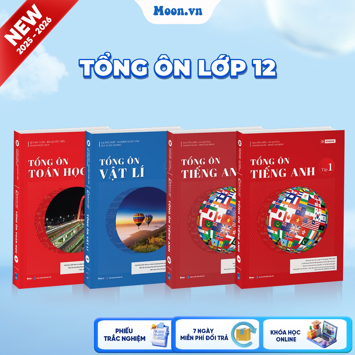 [2025-2026] Combo 3 Sách Khối A01 Tập 1 (Tổng Ôn Toán - Lí - Tiếng Anh Tập 1)