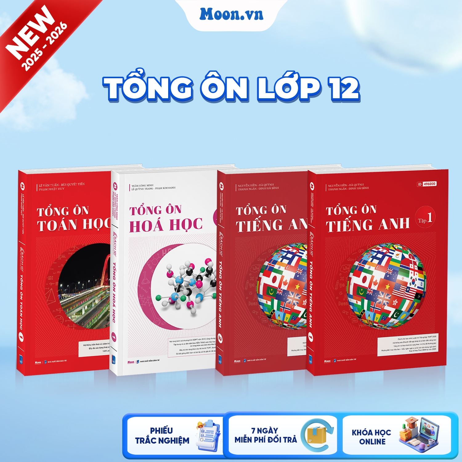 [2025-2026] Combo 3 Sách Khối D07 Tập 1 (Tổng Ôn Toán - Hóa - Tiếng Anh Tập 1)