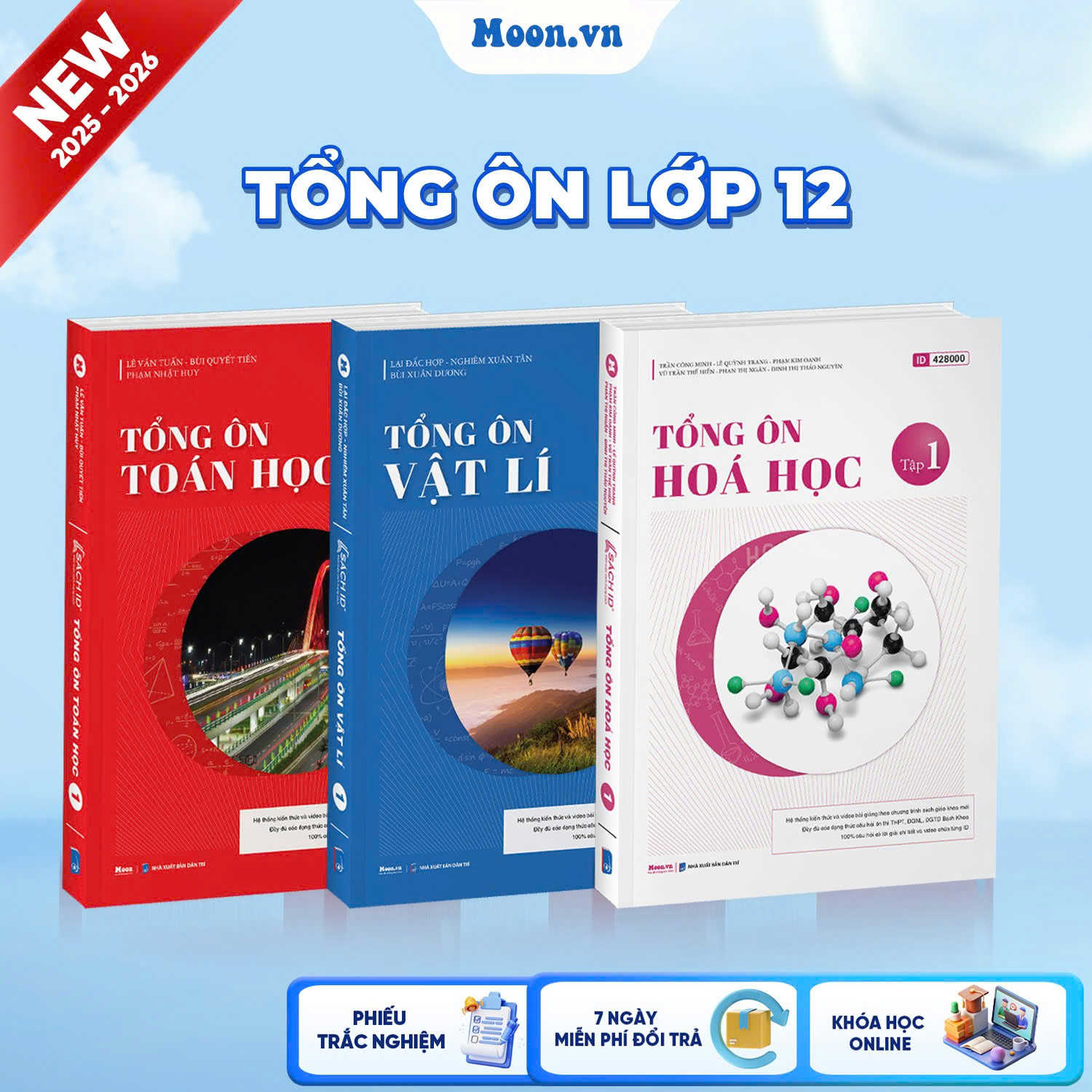 [2025-2026] Combo 3 Sách Khối A Tập 1 (Tổng Ôn Toán - Lí - Hóa Tập 1)