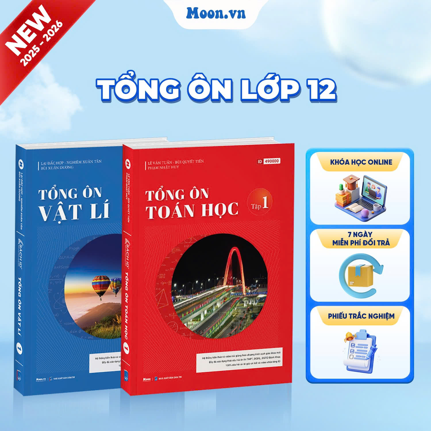 [2025-2026] Combo Tổng Ôn Toán Học Tập 1 Và Tổng Ôn Vật Lí Tập 1