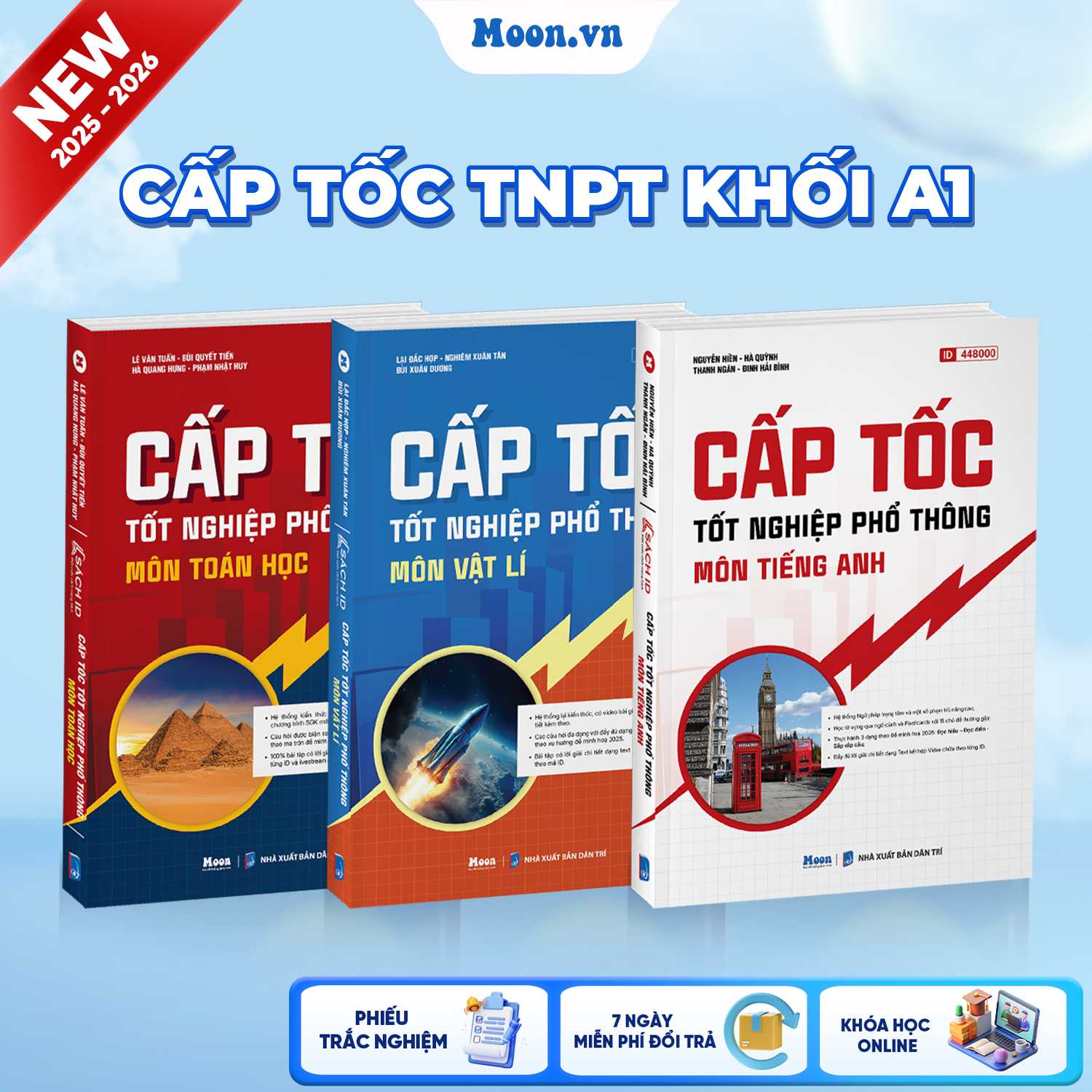 [LỚP 12 SGK MỚI] Combo Khối A1 - Cấp Tốc TNPT 2025 (Toán - Lí - Anh) 