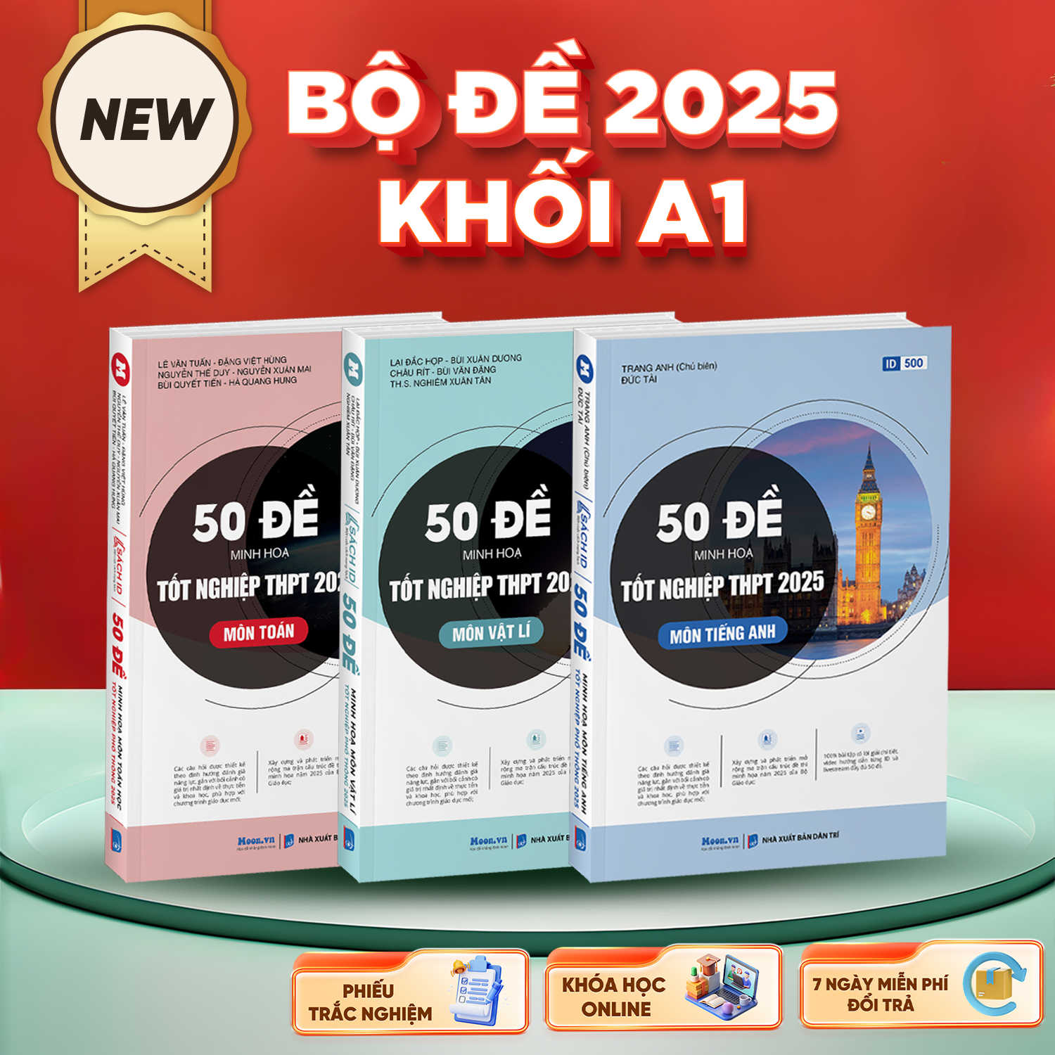 Combo Khối A1 - Bộ Đề Minh Họa 2025 (Toán - Lí - Anh)