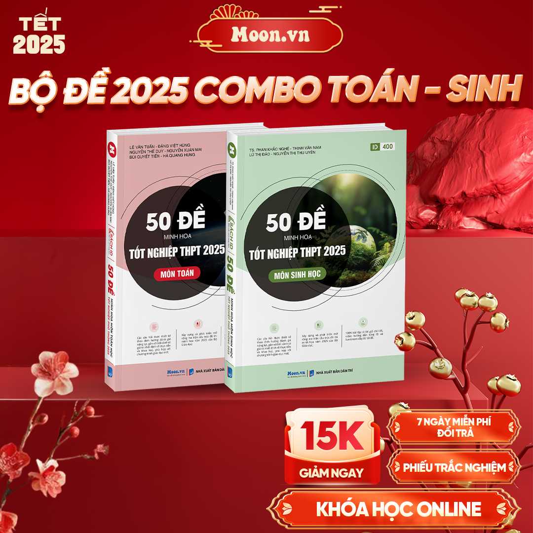 Combo Toán - Sinh Bộ Đề Minh Họa 2025