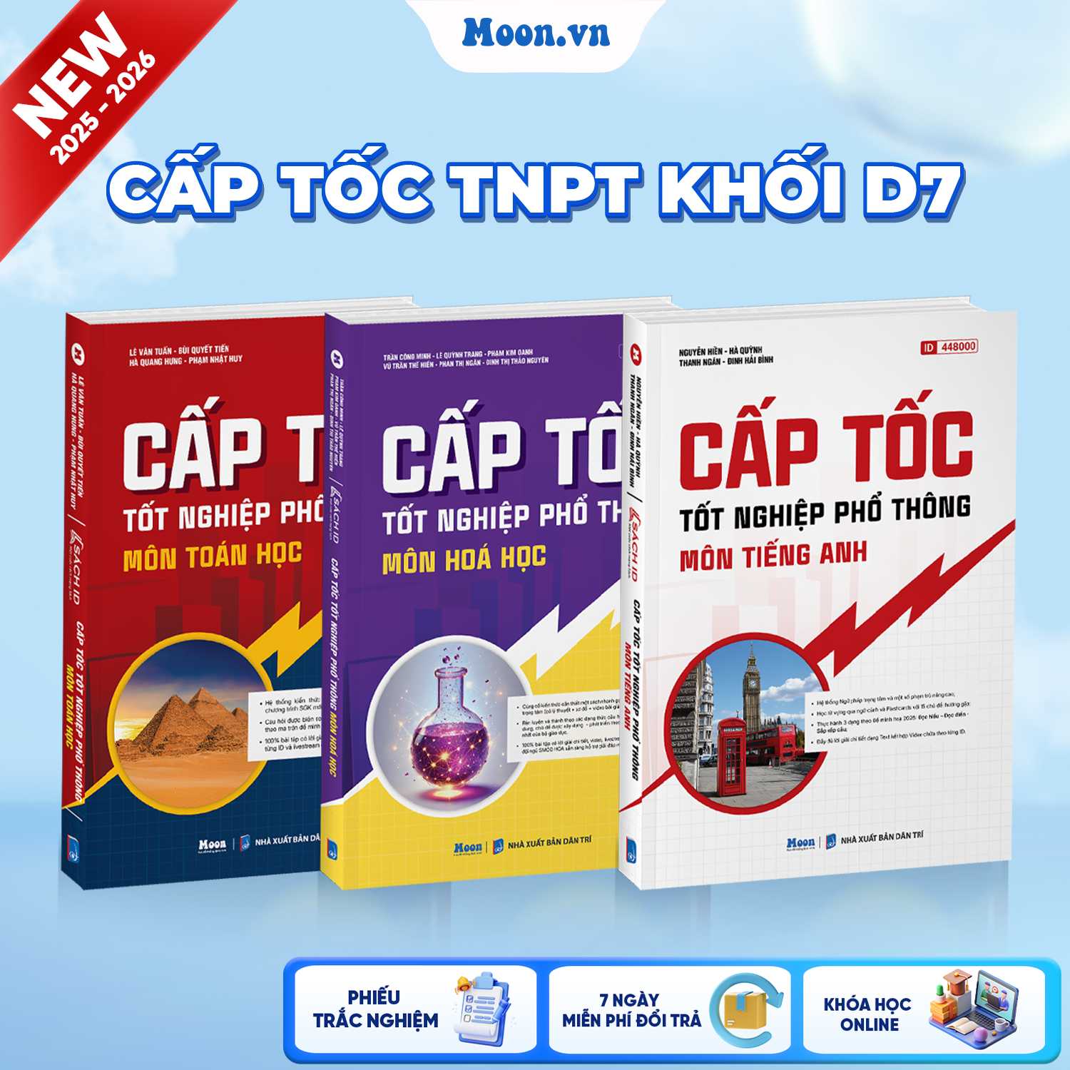 [LỚP 12 SGK MỚI] Combo Khối D7 - Cấp Tốc TNPT 2025 (Toán - Hóa - Anh) 