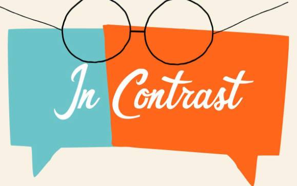 in contrast